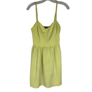 Bebop Dress Women’s Yellow White Textured Polka Dot Spaghetti Strap Mini Y2K M
